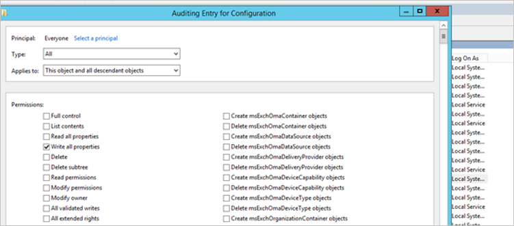 Auditing settings for Configuration.