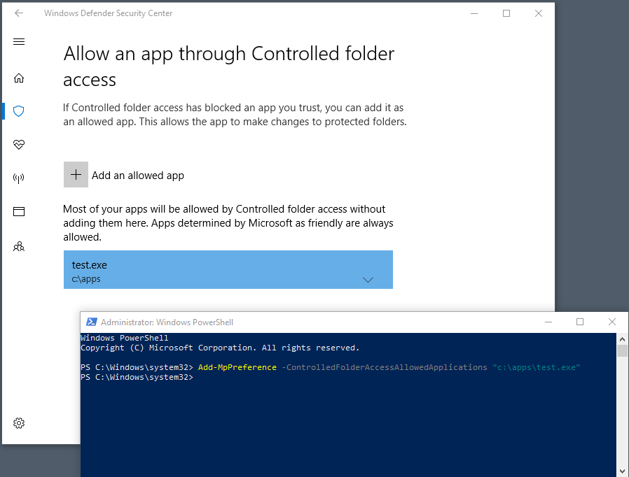 PowerShell cmdlet to allow an app.