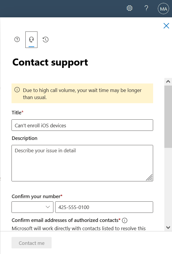 contact support 2.