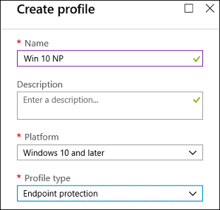 Create endpoint protection profile.