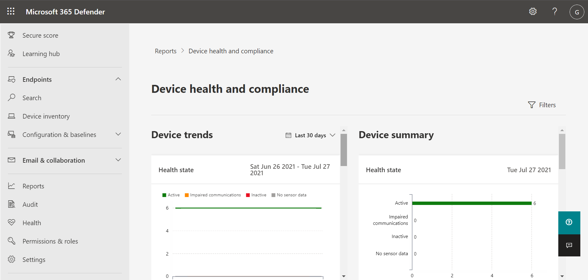 Device health report