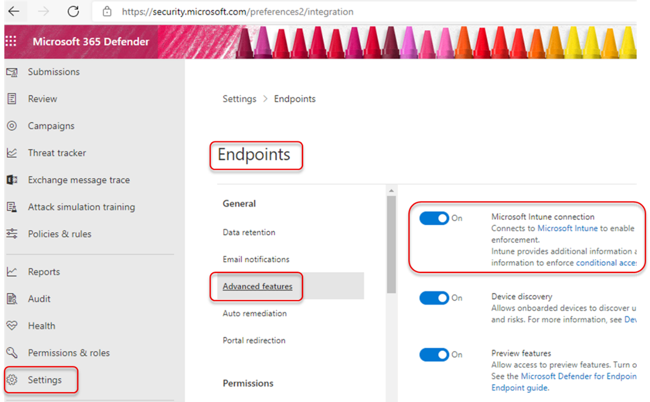Image of Defender for Endpoint -Intune connector