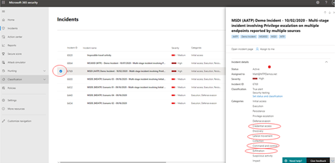 Example of an incident side pane.