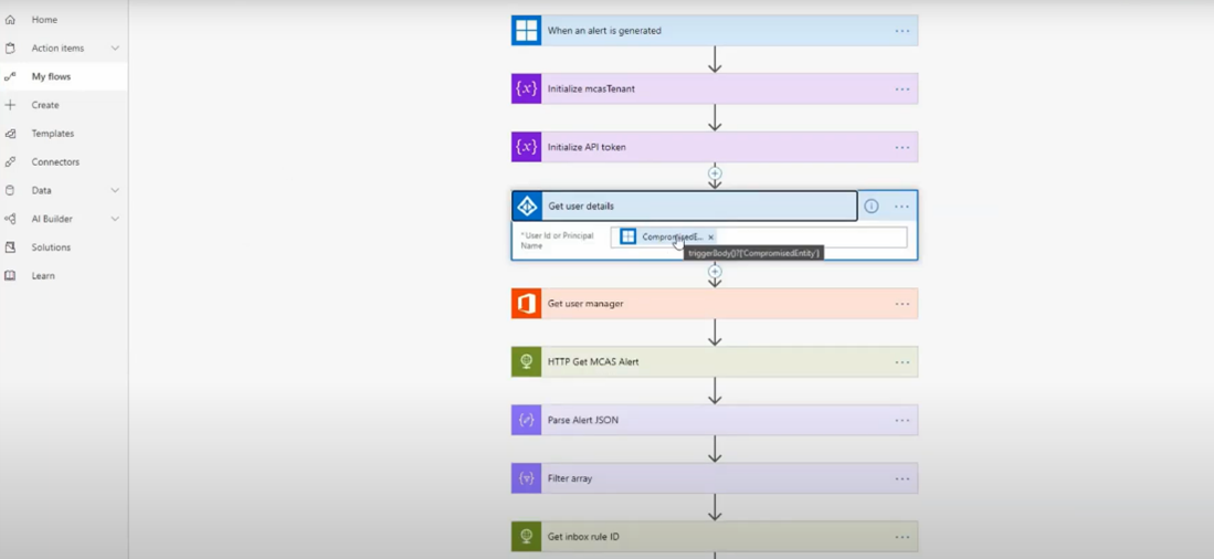 Example of a Power Automate custom robotic process automation flow.