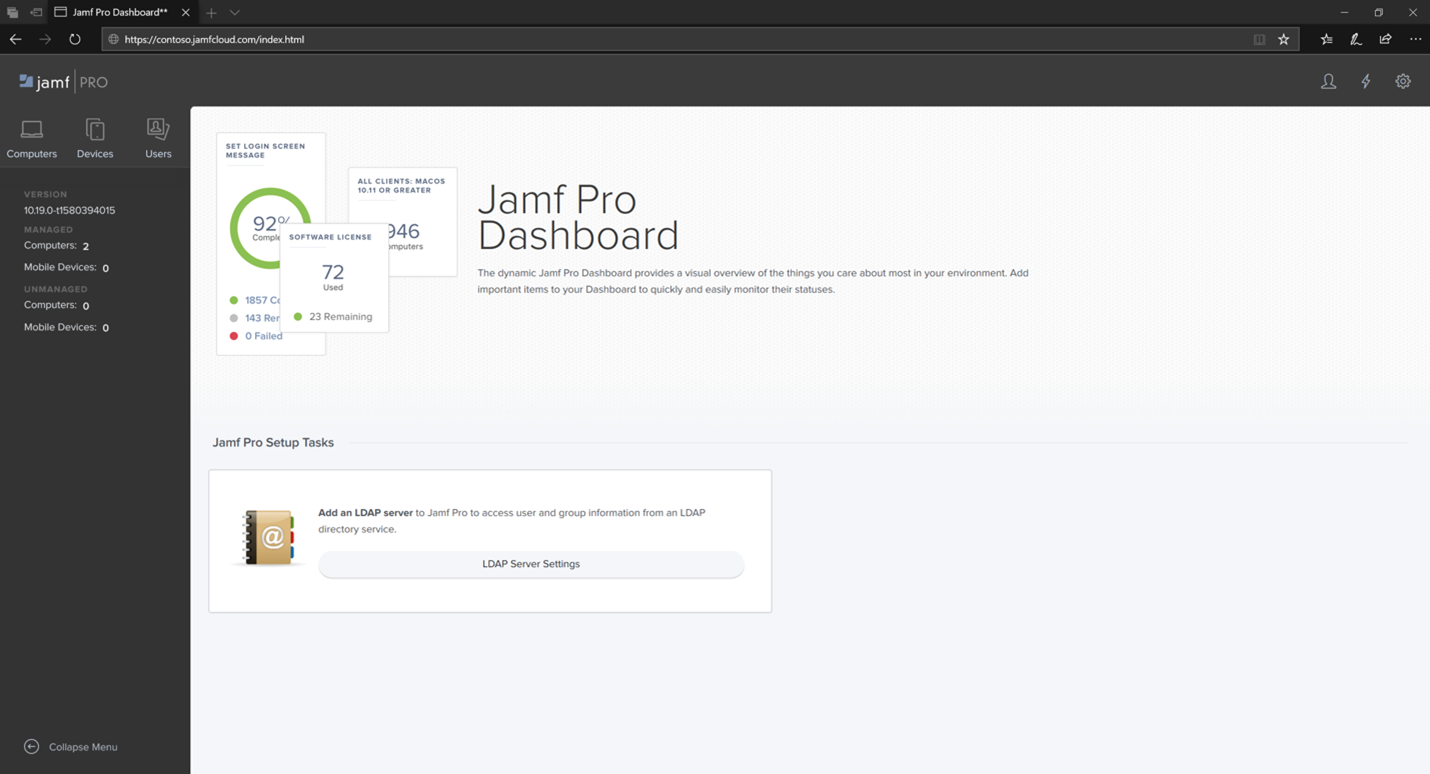 Image of Jamf Pro dashboard2.
