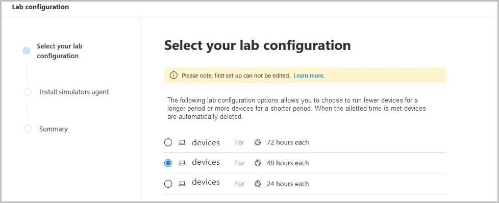 Image of lab configuration options.