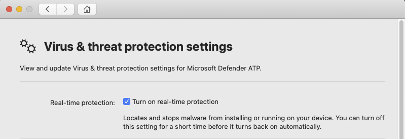 Manage real-time protection screenshot.