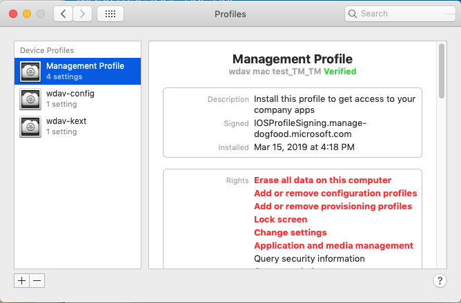 Management profile screenshot.