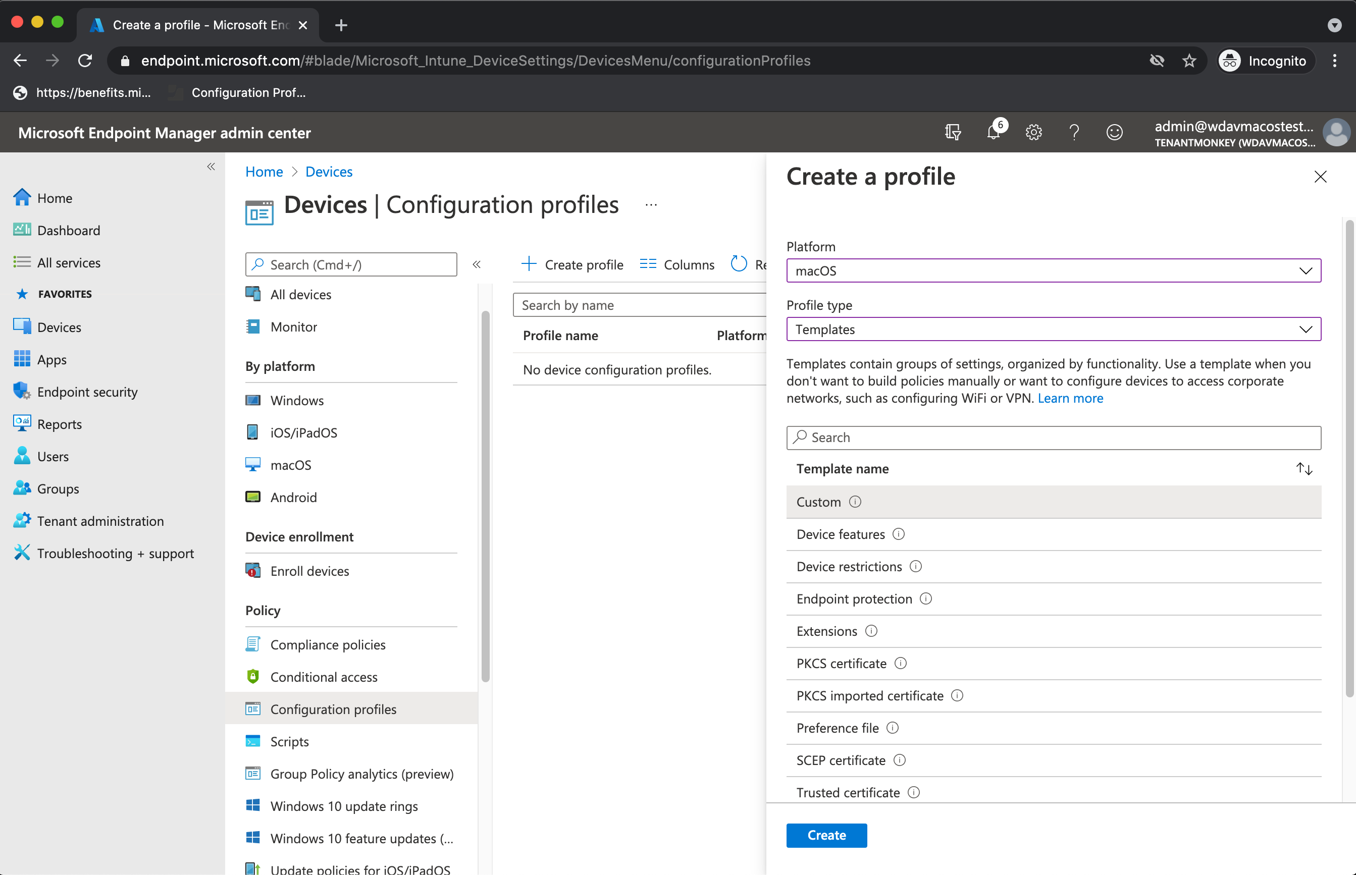 Custom Configuration Profile creation.