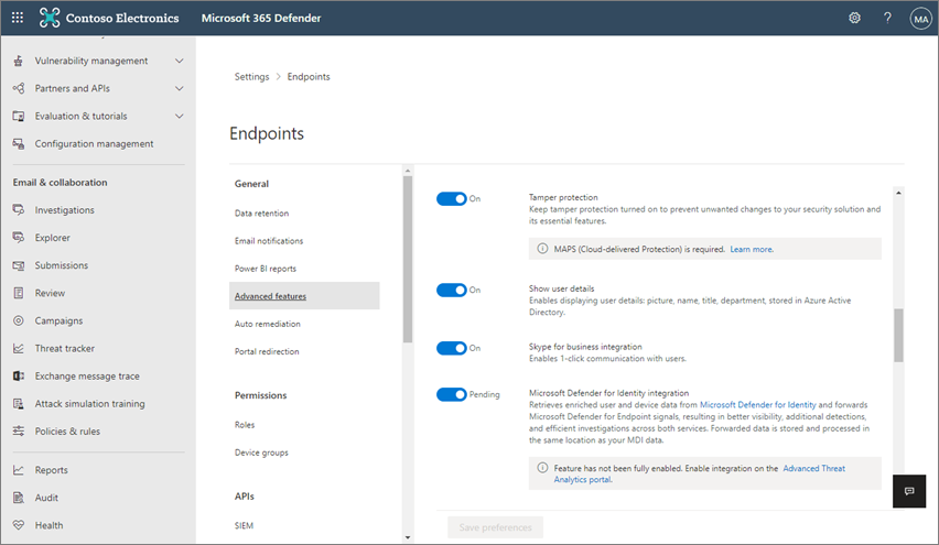 Turn tamper protection on in the Microsoft 365 Defender portal.