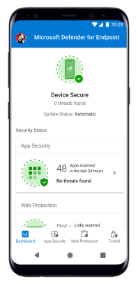 Image of mobile device with Microsoft Defender for Endpoint app