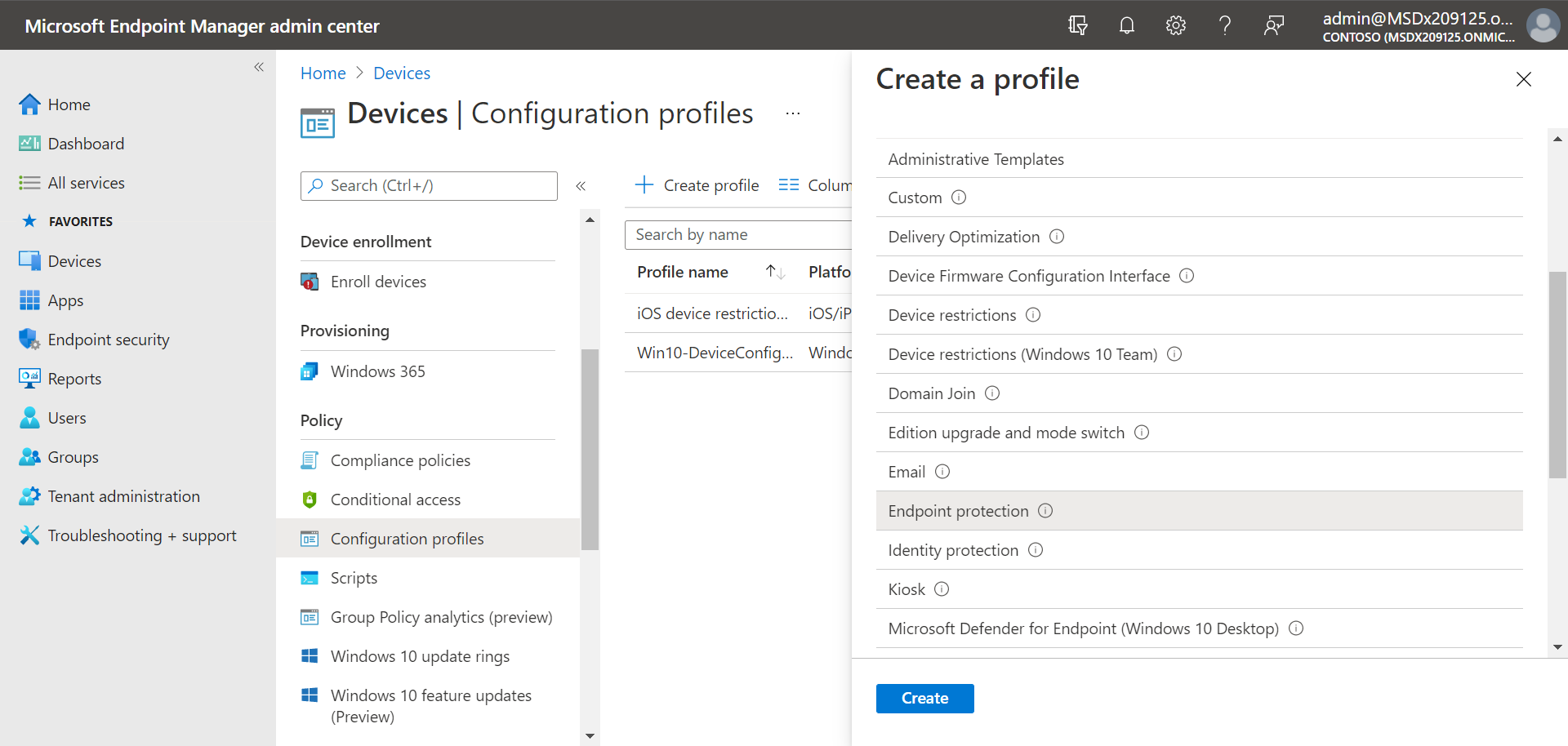 Endpoint protection profile in Microsoft Endpoint Manager