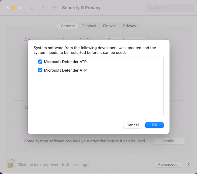 System extension security preferences1.