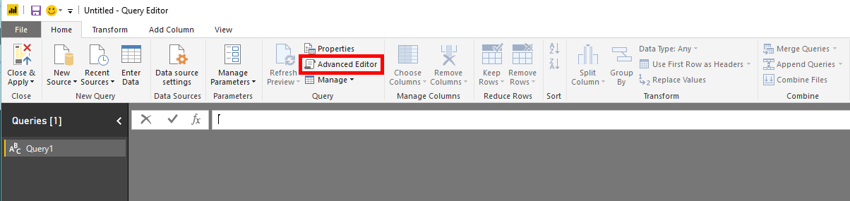 Image of open advanced editor.