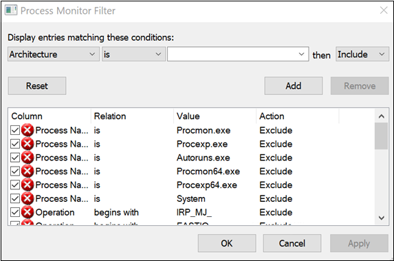 Filter out Process Name is System Exclude.