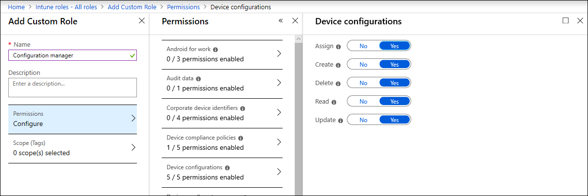 Required permissions on intune.