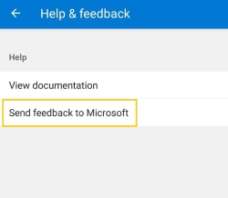 Select send feedback to Microsoft.