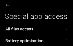 In Special app access, select "Battery Optimisation".