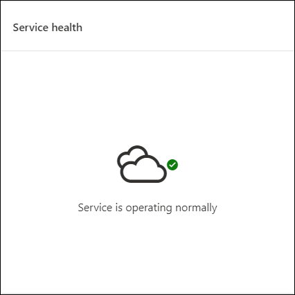 The Service health tile shows an overall indicator of the service.