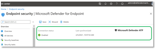 Image of Defender for Endpoint-Intune connector in Intune