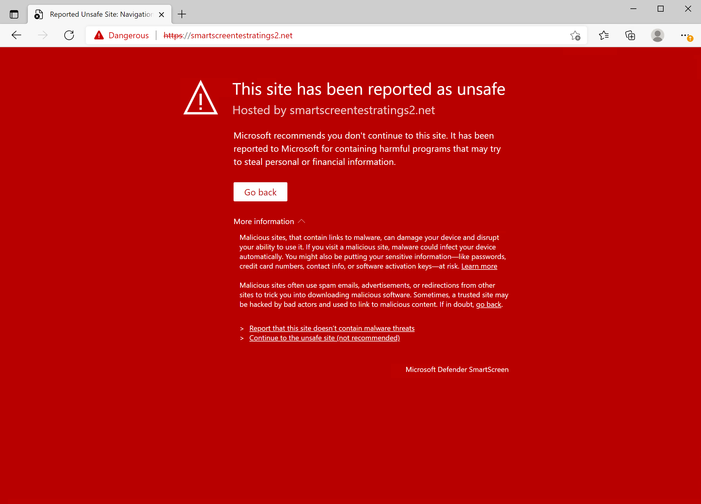 Page blocked by Microsoft Edge.